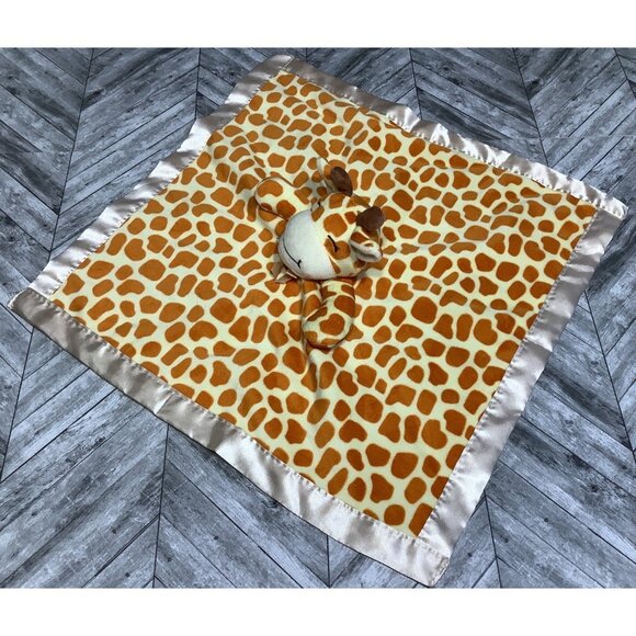 Giraffe Baby Lovey Blanket With Satin Trim & Plush Toy - Picture 2 of 5